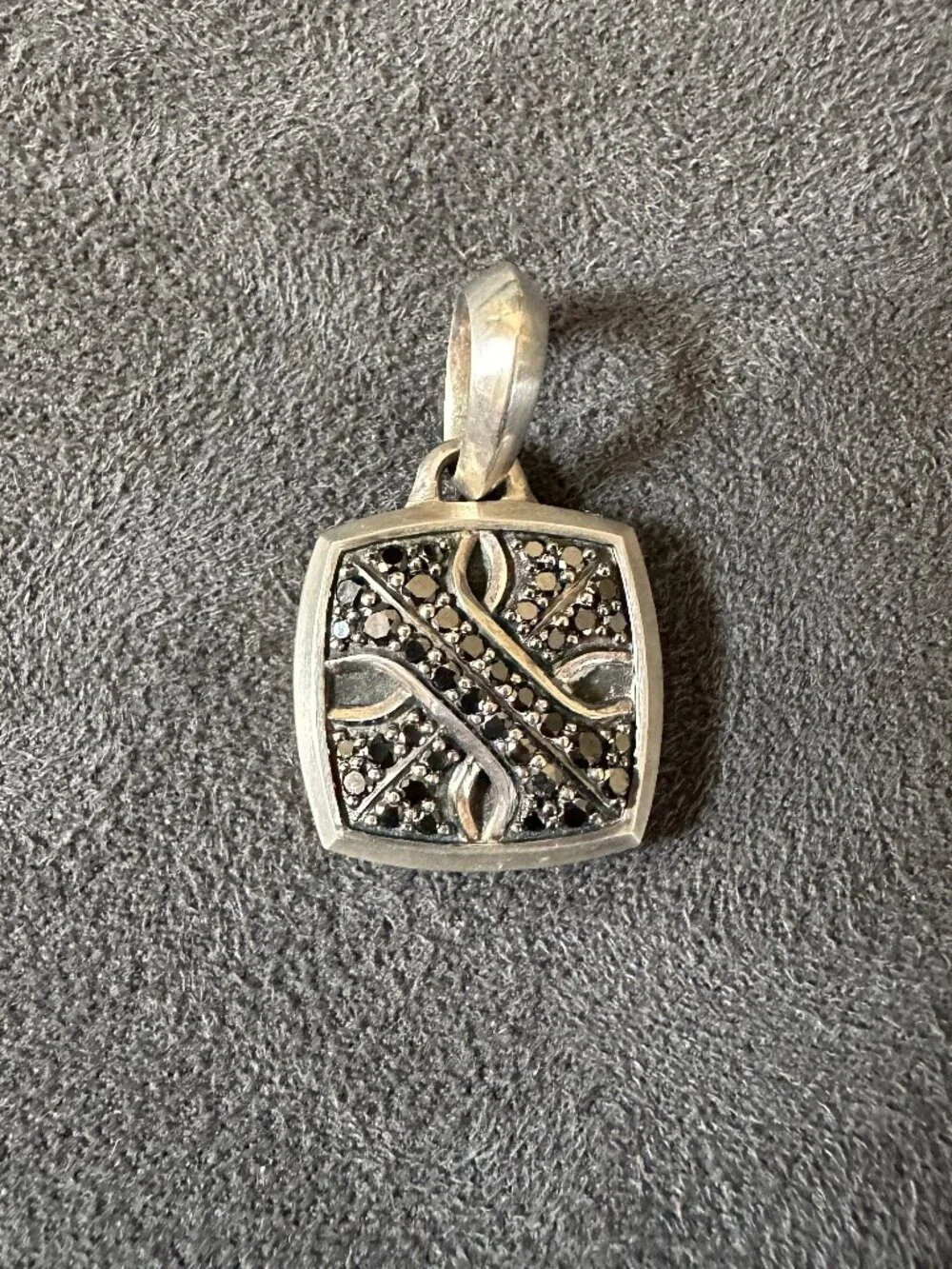 David Yurman Armory Amulet Pendant w/ Pavé Black Diamonds & Sterling Silver RARE